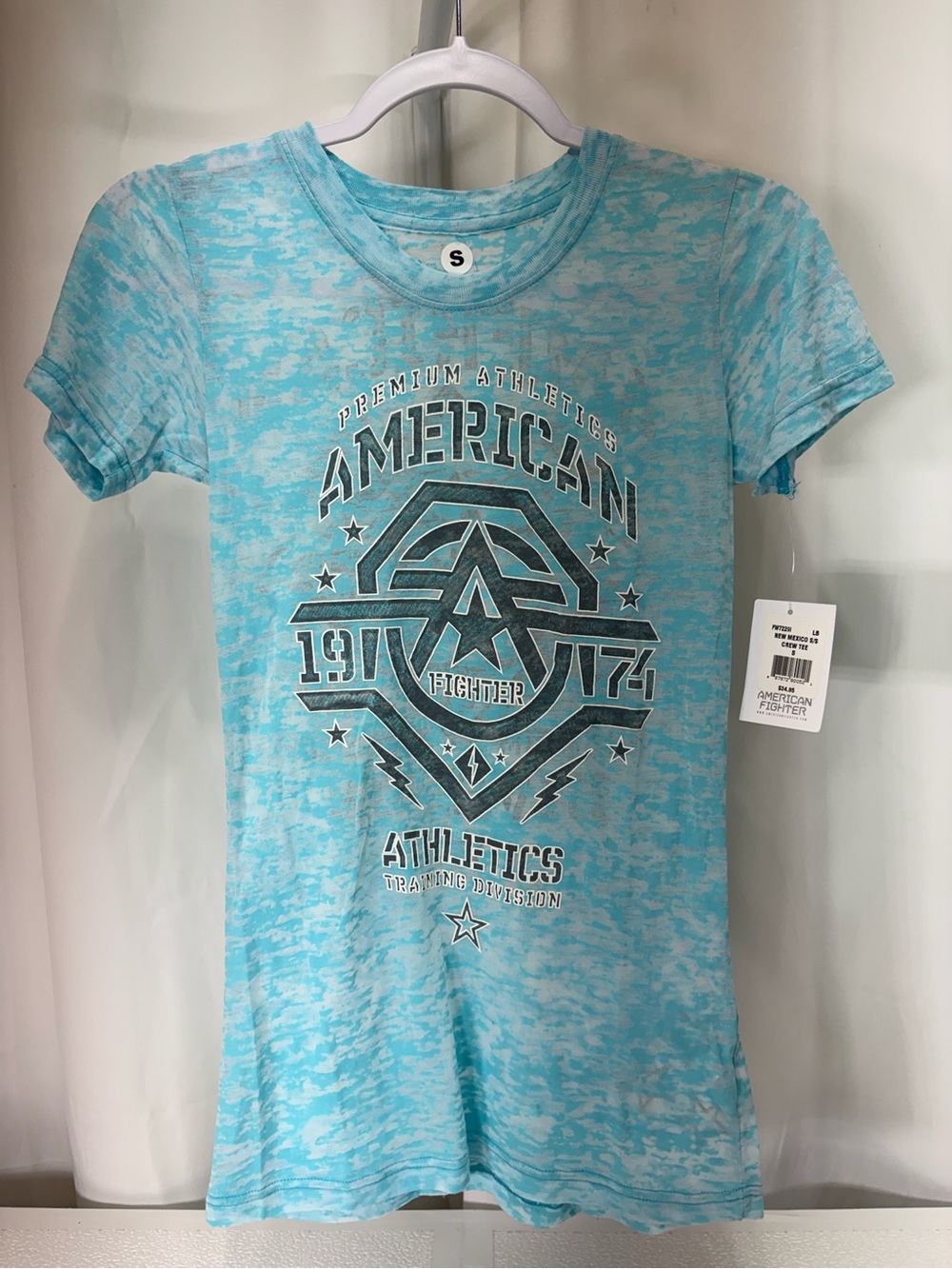 American Fighter Aqua Marbled Graphic Tee - Women's Short Sleeve 4049